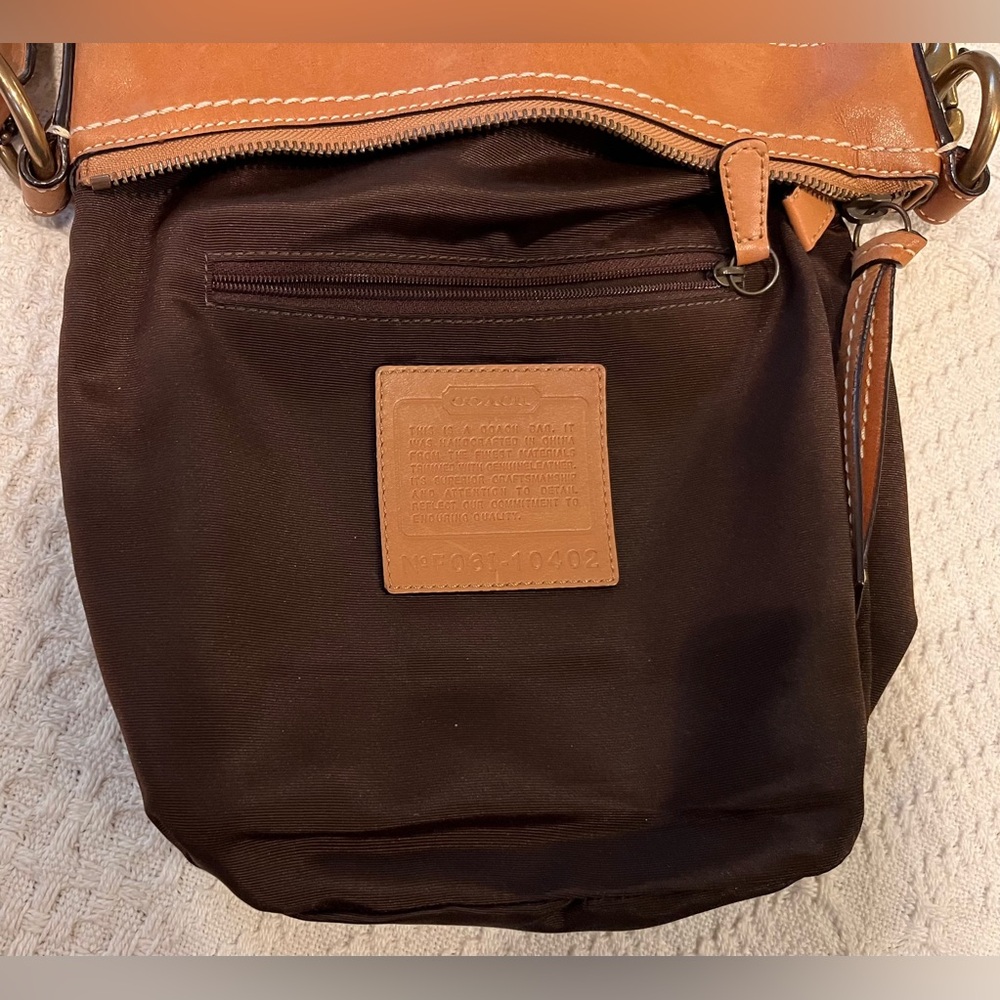 Vintage Coach Signature Jacquard Canvas Crossbody Brown Leather Trim and Hangtag - Picture 9 of 12